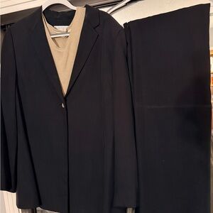 Black Two-Piece Suit with Tan Knit Shell